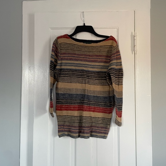 Brown neutral colored striped sweater - Picture 1 of 3